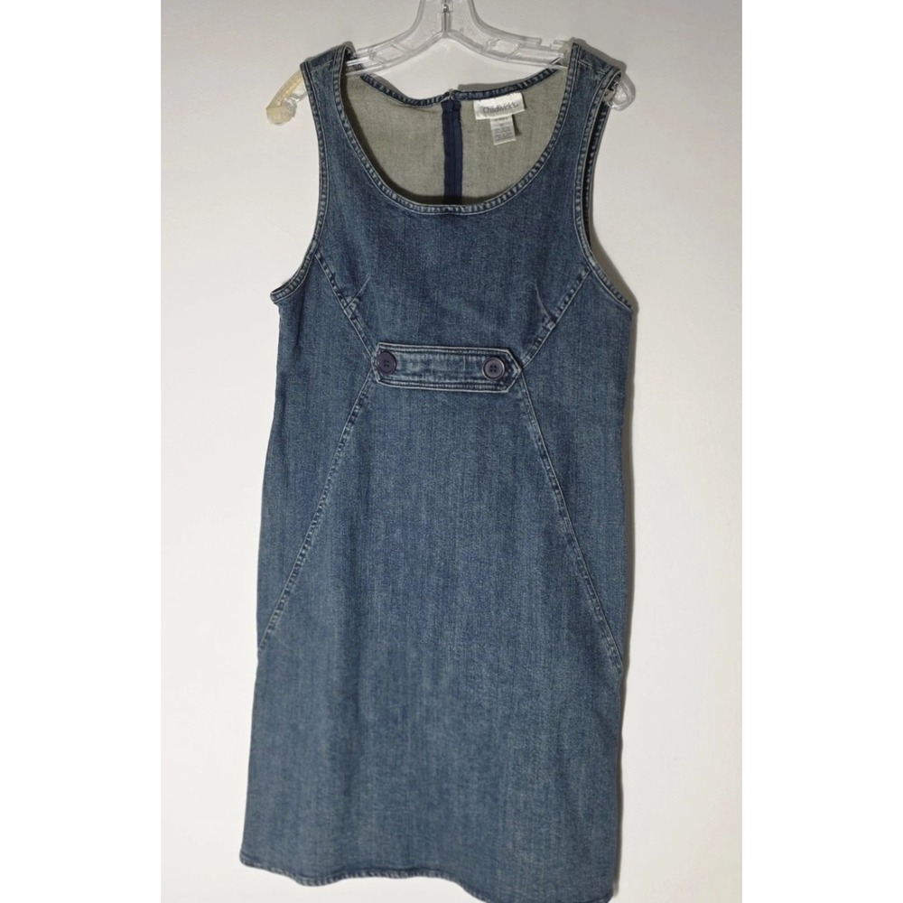 Chadwicks Demin Jean Dress Blue Sleeveless size 12 Casual preppy academia